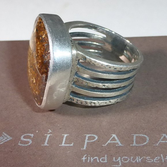 Silpada R1738 Bronzite Sterling Silver Chunky Ring Size 7 .925 Brown - Picture 3 of 6